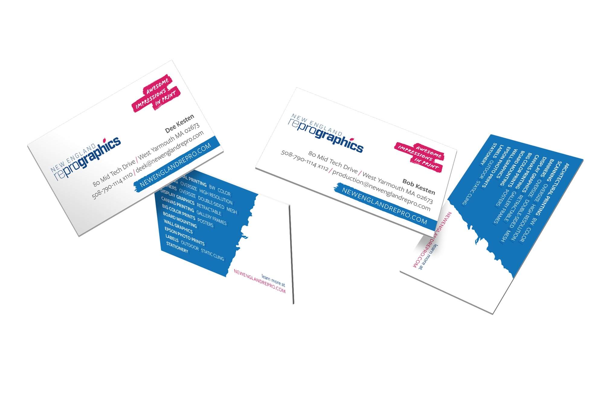 Business card mockup for New England Reprographics