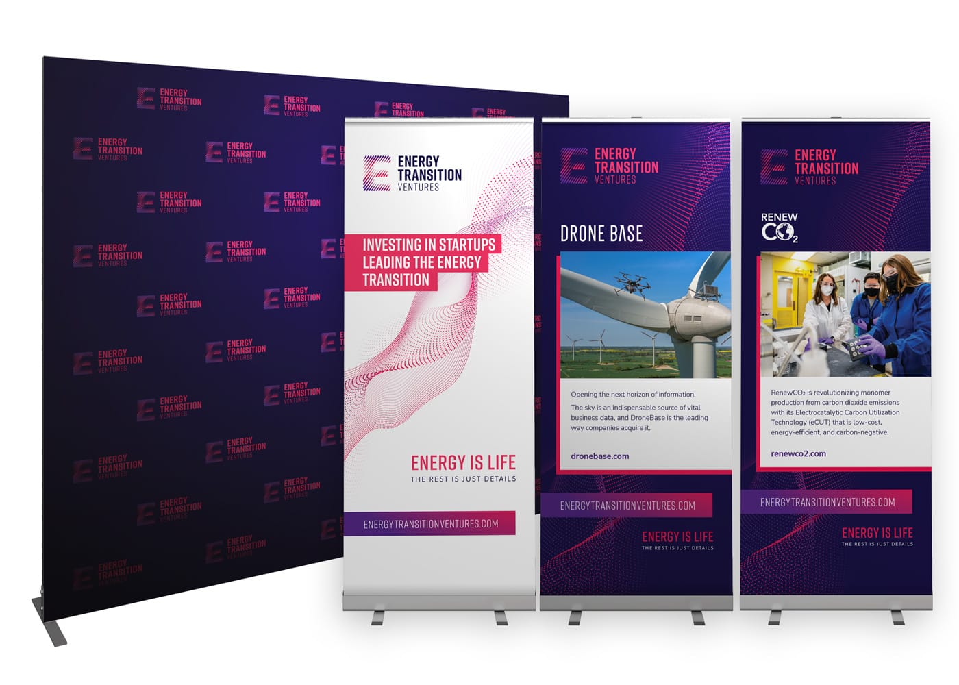Retractable banners and fabric wall for Energy Transition Ventures conference