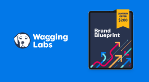 Wagging Labs. Get the Brand Blueprint for just $200 this January - mockup on tablet.