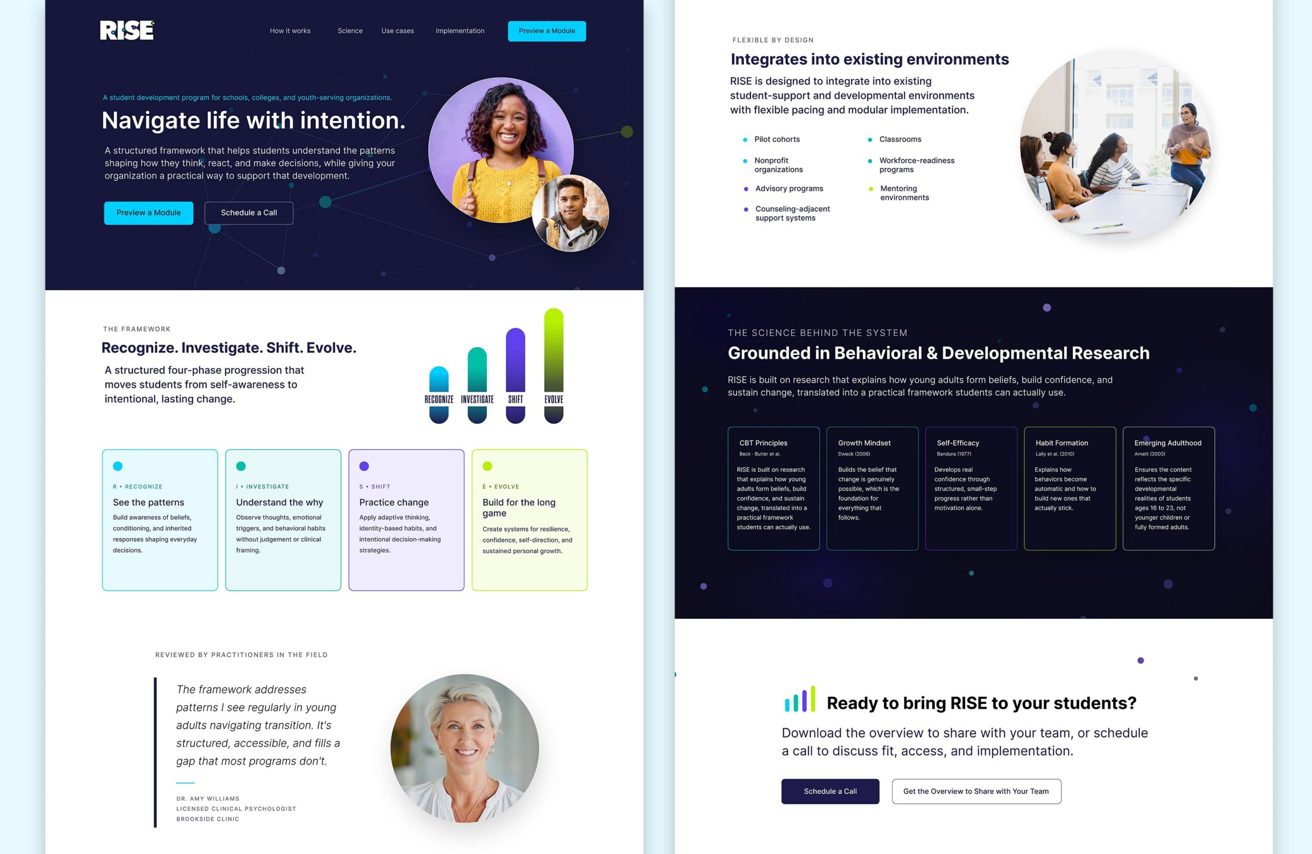 RISE desktop website mockup
